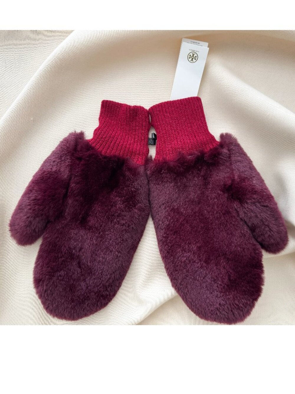NWT Tory Burch Rabbit Fur Gloves